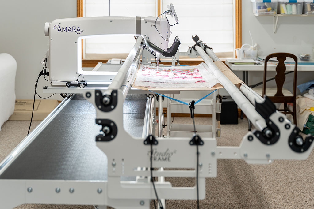Long Arm Quilting Machine from the Side